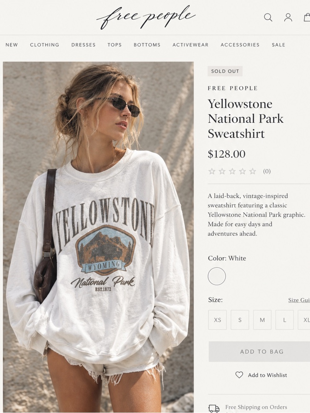 Free People White Yellowstone Graphic Crewneck Sweatshirt